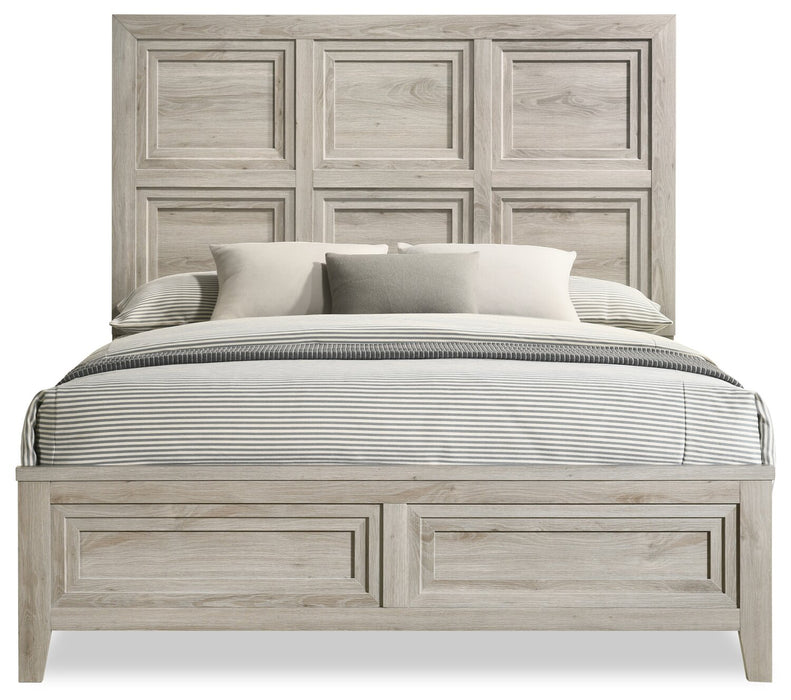 Lara 5pc Bedroom Set with Bed, Dresser & Mirror, Antique Grey - Queen Size