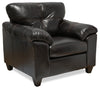 Made in Canada Addison 42\" Leather-Look Fabric Chair with Removable Seat Cushion and Tufting - Blackberry Black