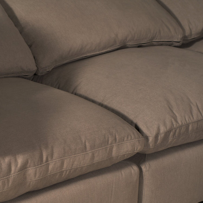 Eclipse Modular 124\" Linen-Look Fabric Sofa with Reversible Feather Down Cushions - Slate Brown