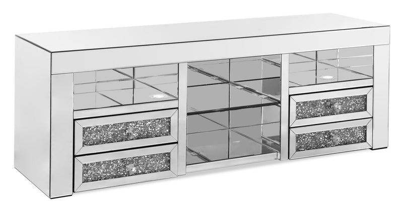 Oakley 98.5\" Glam 3-Piece Entertainment Centre with Storage and Cable Management for TVs up to 65\"- Silver