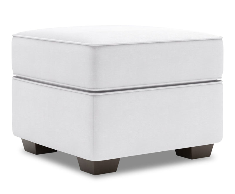Made in Canada Customizable Sofa Lab Roll 24\" Linen-Look Fabric Ottoman - Pax Ice White