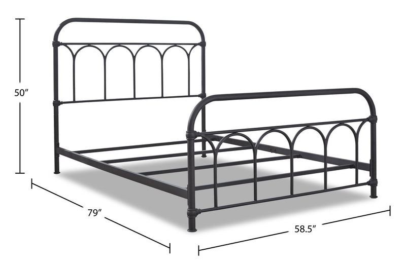 Nora Metal Bed with Headboard & Frame, Black - Full Size