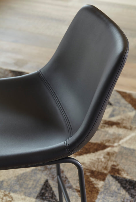 Cole Barstool with Vegan Leather Fabric, Metal - Black