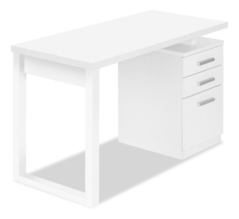 Ronan 47.25\" Reversible Office Desk with 3-Drawers - White