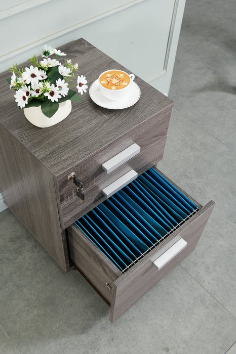 Oscar 15.75\" 3-Drawer Lateral Filing Cabinet - Distressed Grey