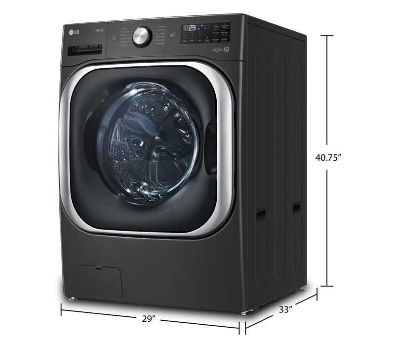 LG 6 Cu. Ft. Smart Front-Load High-Efficiency Steam Washer - Black Steel - Stackable - WM8900HBA