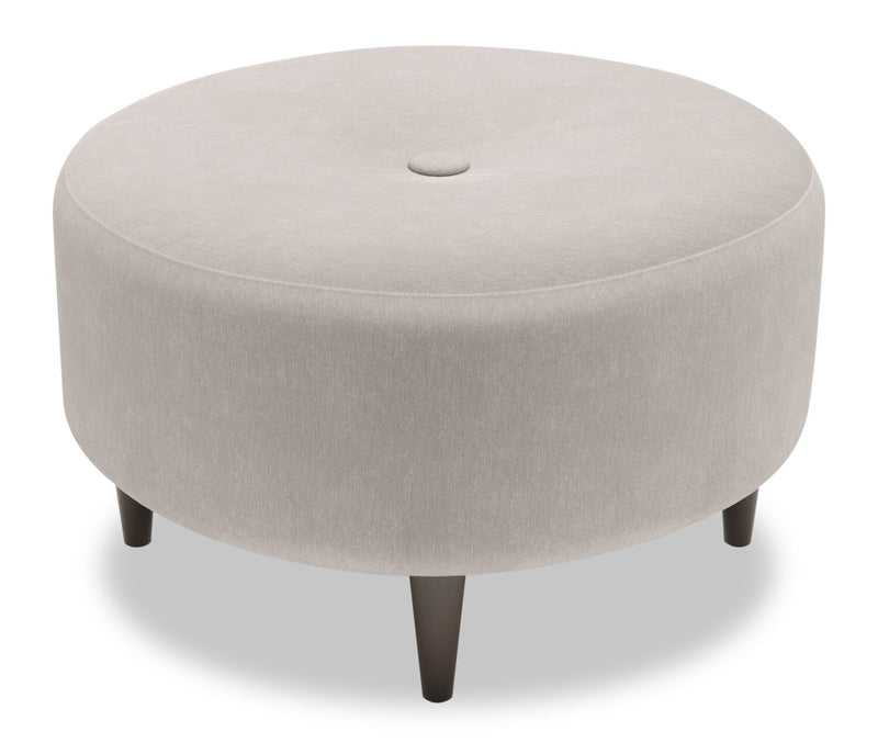 Made in Canada Customizable Sofa Lab The Curve 31\" Linen-Look Fabric Ottoman - Pax Slate Grey