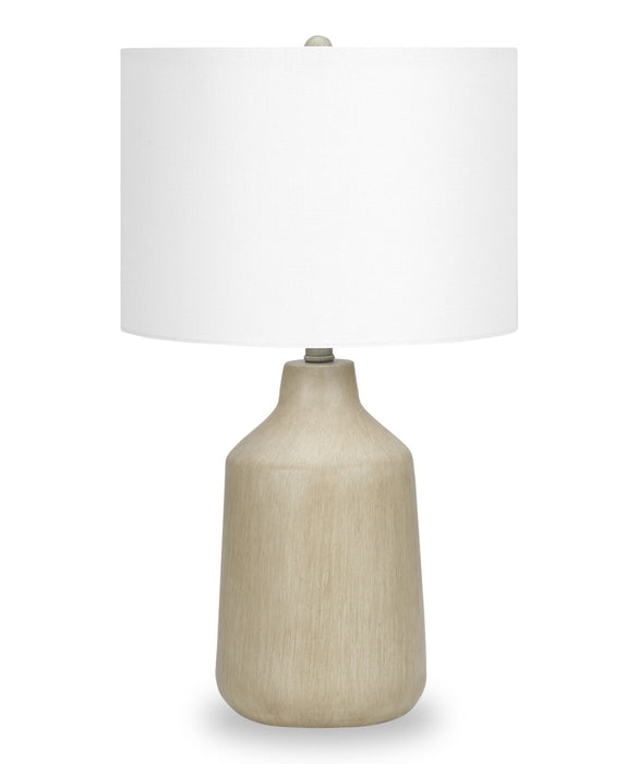 24\" Beige Concrete Table Lamp with White Shade