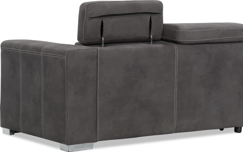 Drake 3-Piece Left-Facing Faux Suede Fabric Sleeper Sectional with Storage Ottoman - Cement Grey