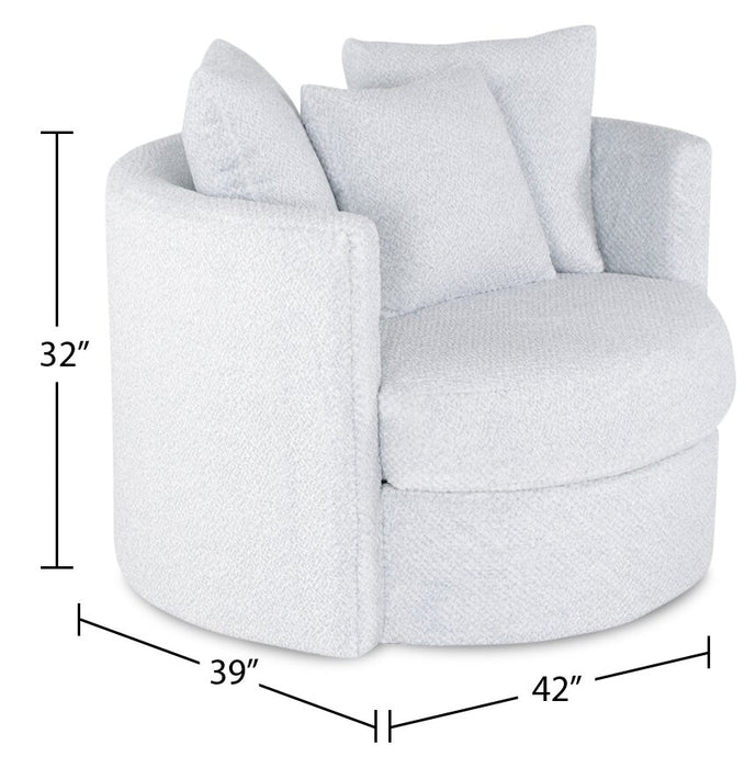 Made in Canada Midi 42\" Chenille Fabric Swivel Cuddler Accent Chair - Teddy Star Grey