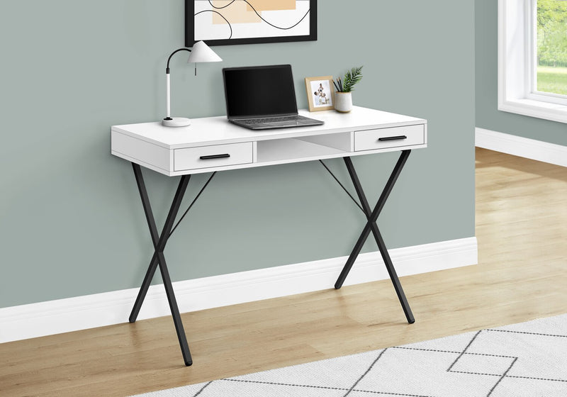 Rowan 42\" Office Desk with 2-Drawers & Cubbyhole - White