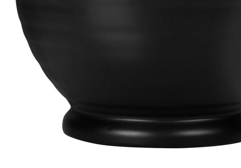 17\" Black Ceramic Linen Drum Shade Table Lamp