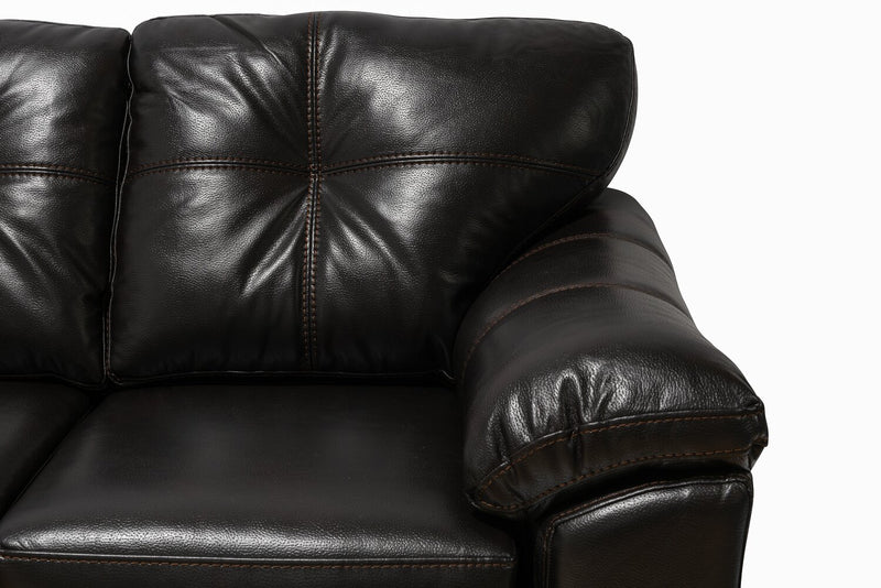 Made in Canada Addison 86\" Leather-Look Fabric Sofa with Removable Seat Cushion and Tufting - Blackberry Black