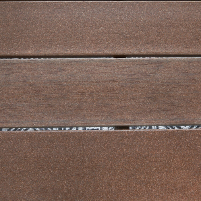 Nome Outdoor Patio Loveseat - High Density Plastic & Nuvella Fabric, UV & Weather Resistant - Brown/Beige