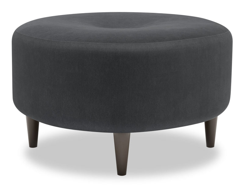Made in Canada Customizable Sofa Lab The Curve 31\" Linen-Look Fabric Ottoman - Pax Pepper Grey