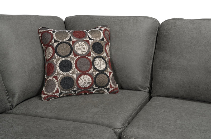 Made in Canada Morty 2-Piece Left-Facing Leather-Look Fabric Sectional with Accent Pillows - Grey