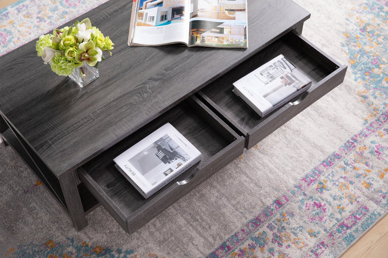 Jake 47.25\" Rustic 2-Pack Coffee + End Table with Storage and Shelf - Distressed Grey 