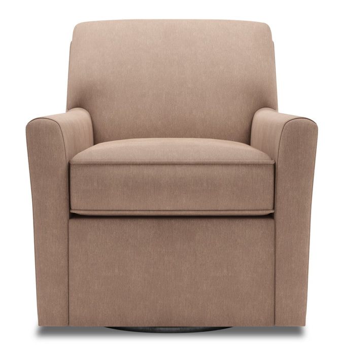 Made in Canada Sofa Lab Customizable Swivel 31\" Linen-Look Fabric Accent Chair - Pax Wicker Brown