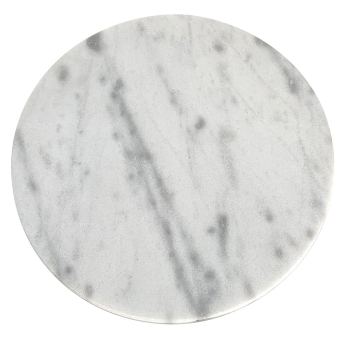 Sabrina 14\" Accent Table - Black with White Marble Look Top