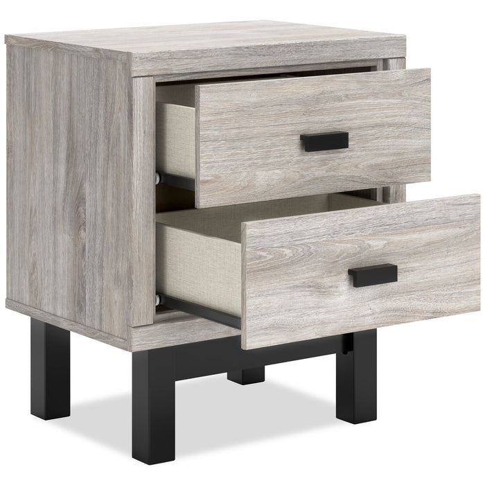 Zen Bedside 2-Drawer Nightstand with Built-in Charging Ports, 21.3\"W x 25\"H - Grey