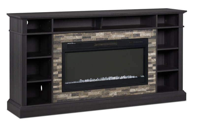 Lappland 70\" Electric Fireplace TV Stand with Storage and Cable Management for TVs up to 80\"- Black