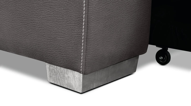 Drake 87\" Faux Suede Fabric Sleeper Sofa with Pull Out Sleeper, Flip-Up Headrests and Button Tufting - Grey