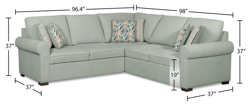 Scott Living Haven 2-Piece Right-Facing Chenille Fabric Sectional - Seafoam Blue