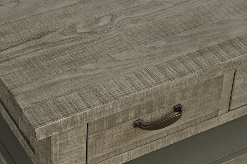 Colson 50\" Rustic Coffee Table with Storage, Shelf and Casters - Driftwood 