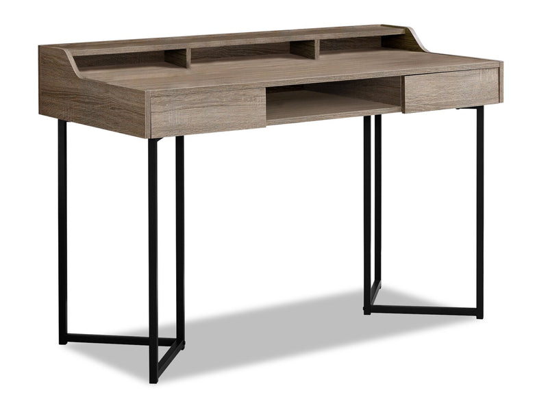 Jena 48\" Office Desk with 2-Drawers & Cubbyholes - Taupe