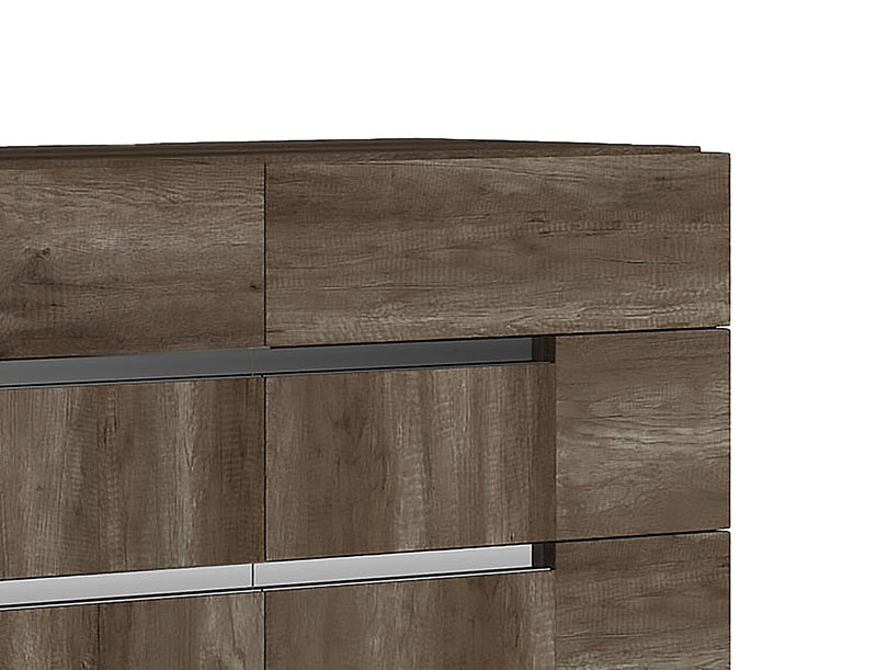 Gino 5pc Bedroom Set with Panel Bed, Dresser & Mirror - Made in Italy, Modern, Brown - King Size