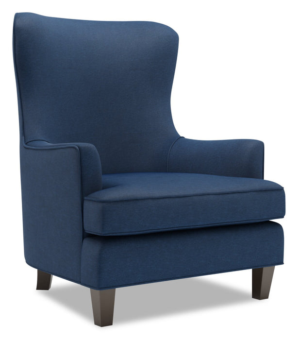 Made in Canada Sofa Lab Customizable Wingback 32\" Linen-Look Fabric Accent Chair - Pax Navy Blue