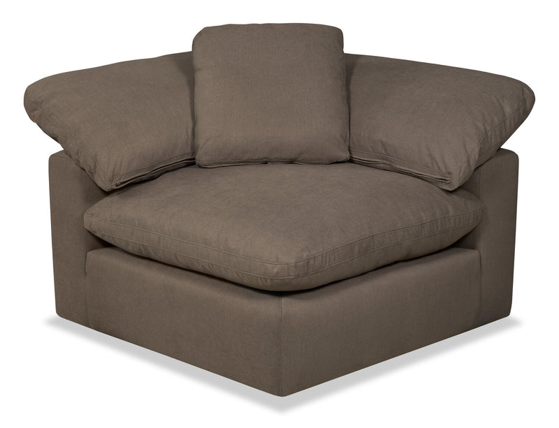 Eclipse Modular 124\" Linen-Look Fabric Sofa with Reversible Feather Down Cushions - Slate Brown