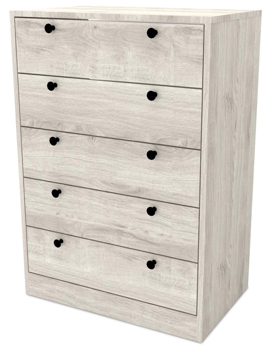 Hart Bedroom Chest of Drawers, 5-Drawer, 24.6\"W x 36.2\"H, Made in Canada - White