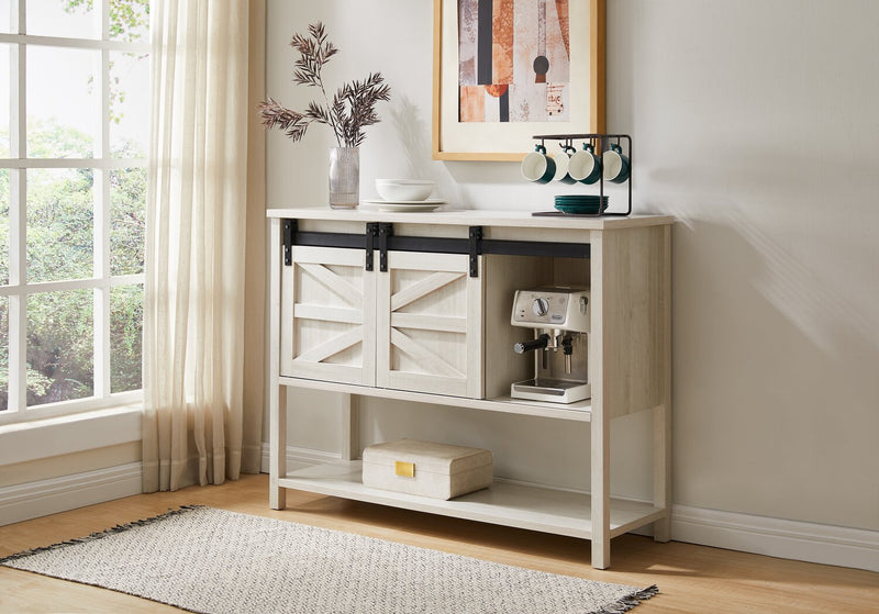 Corbin 47.25\" Accent Cabinet with Sliding Barn Doors - White Oak