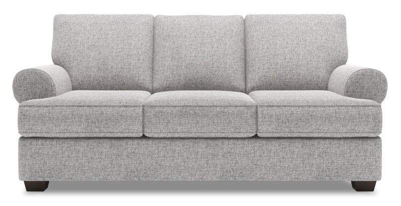 Made in Canada Customizable Sofa Lab Roll 86\" Linen-Look Fabric Sofa with Rolled Arms - Luna Domino Grey