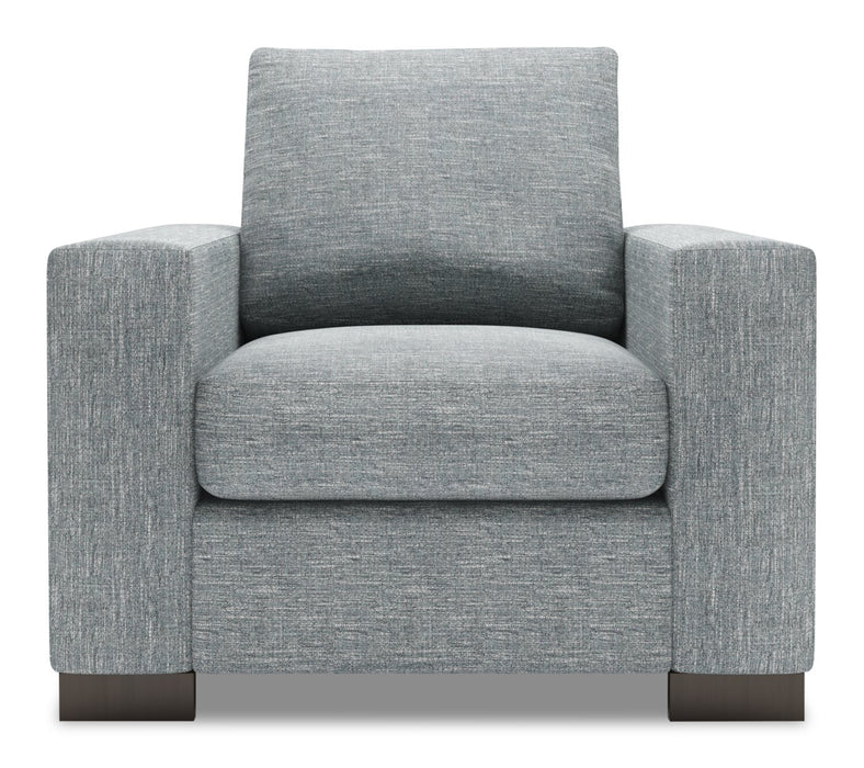 Made in Canada Sofa Lab Customizable Track 38\" Linen-Look Fabric Chair with Track Arms - Luna Pewter Grey