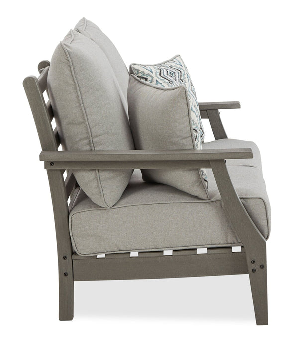 Cape Outdoor Patio Loveseat - High Density Plastic & Nuvella Fabric, UV & Weather Resistant - Grey