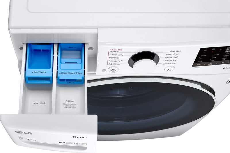 LG 5.2 Cu. Ft. Smart Front-Load High-Efficiency Steam Washer - White - Stackable - WM3600HWA