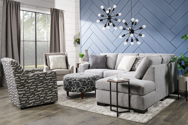 Made in Canada Sofa Lab Customizable Club 29\" Linen-Look Fabric Accent Chair with Wood Legs - Pax Slate Grey