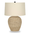 25\" Ratten Table Lamp with Beige Shade