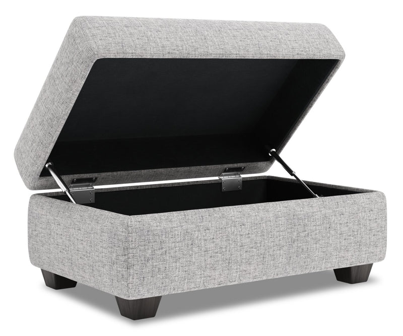 Made in Canada Customizable Sofa Lab The Trunk 39\" Linen-Look Fabric Storage Ottoman - Luna Domino Grey