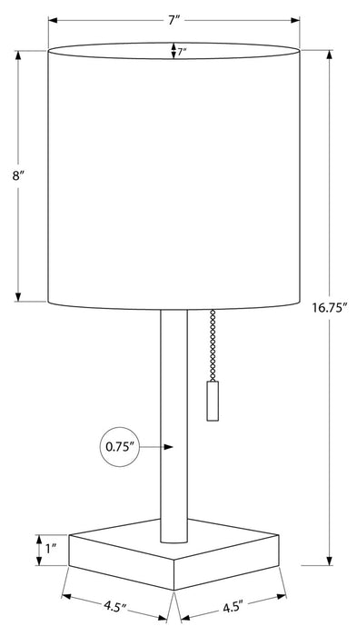 17\" Nickle Metal 2-Piece Set, with Two Table Lamps and USB Charging