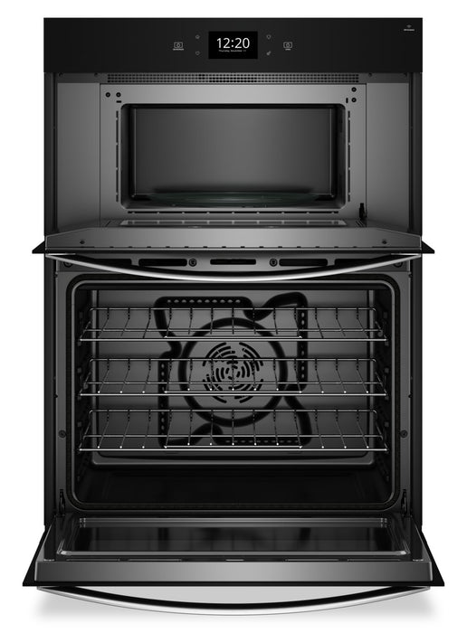 Whirlpool 30\" 5 Cu. Ft. Electric Combination Wall Oven with True Convection - Black Stainless Steel with PrintShield™ Finish - WOEC7030PV