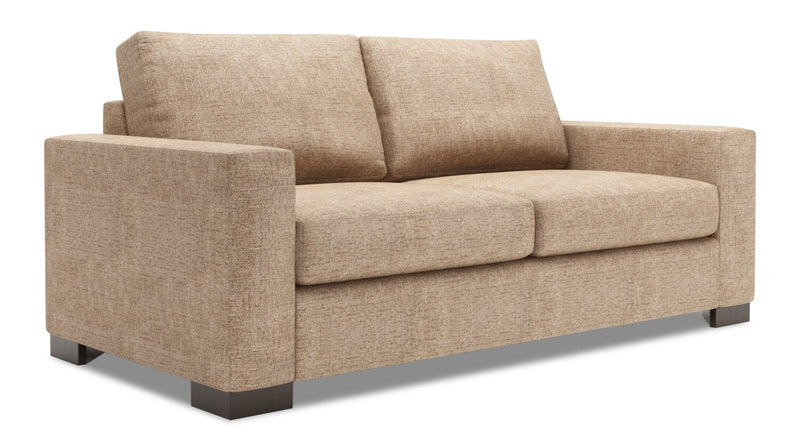 Made in Canada Customizable Sofa Lab Track 75\" Chenille Fabric Condo Size Sofa with Track Arms - Luxury Taupe