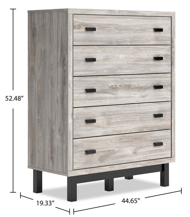 Zen Bedroom Chest of Drawers, 5-Drawer, 44.7\"W x 52.5\"H - Grey