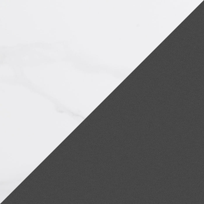 Kort & Co. Nico 22\" Modern Oval End Table - White Sinetered Stone with Dark Grey Metal Legs