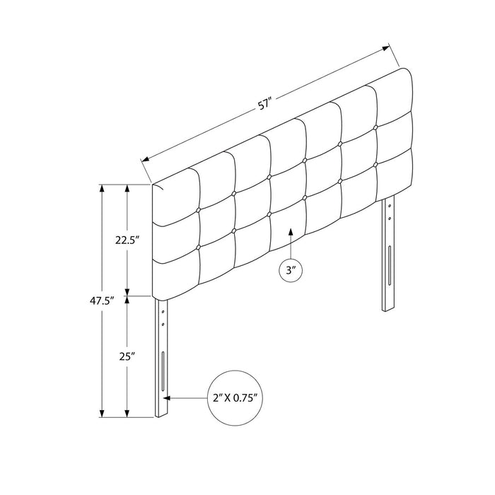 Estel Upholstered Headboard in White Vegan Leather Fabric, Button Tufted - Full Size