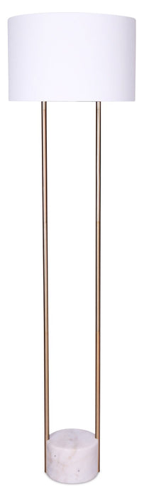 Alexis 60\" Antiqued-Brass and Stone Floor Lamp