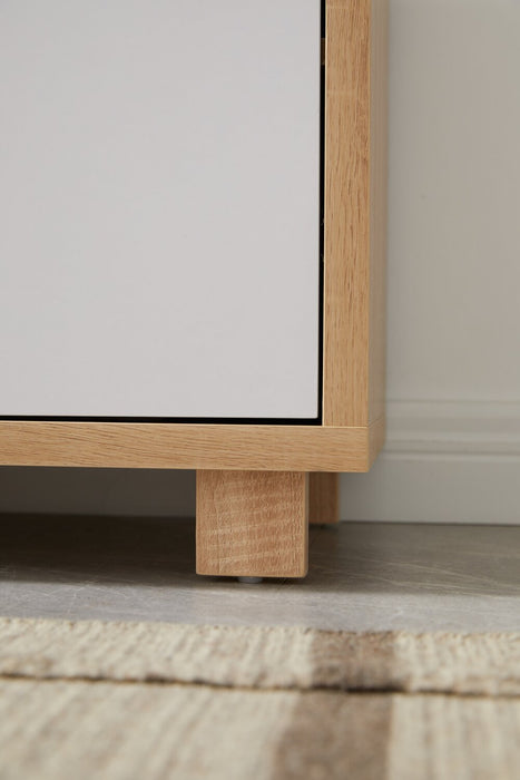 Kort & Co. Aiden 72\" TV Stand with Storage and Cable Management for TVs up to 80\"- Natural and White