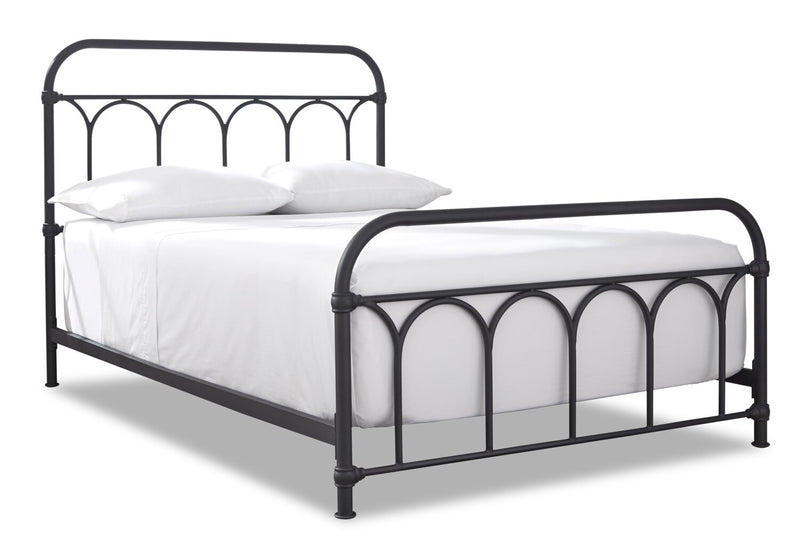 Nora Metal Bed with Headboard & Frame, Black - Full Size